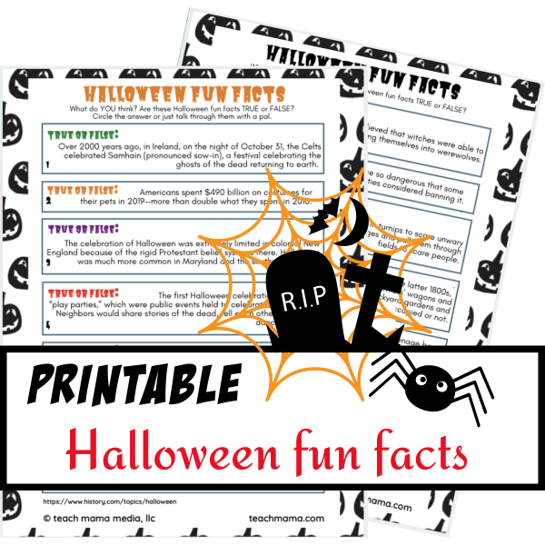 halloween fun fact trivia sheets